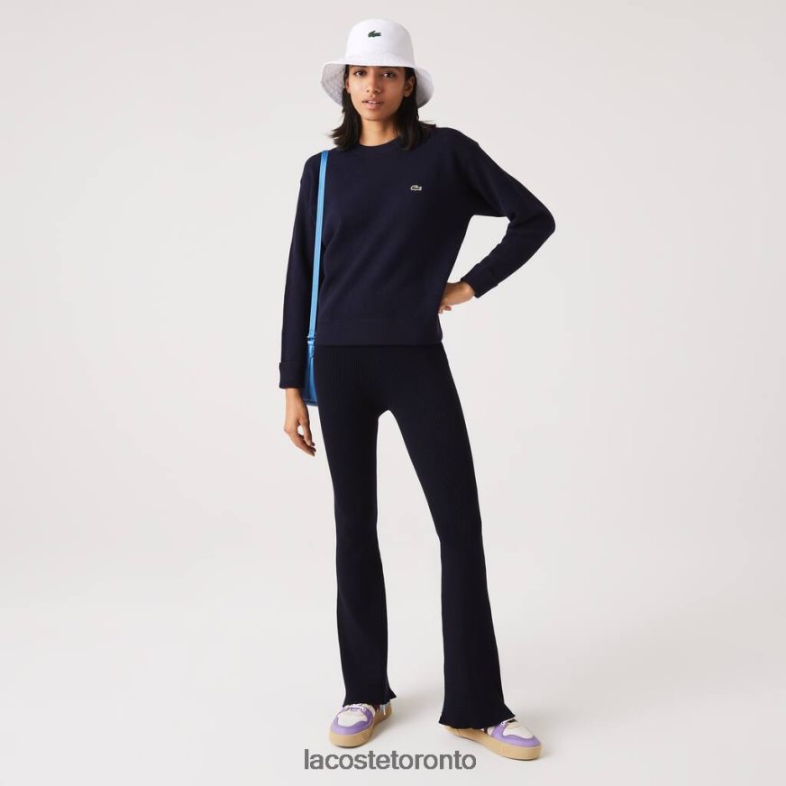 Clothing Lacoste Seamless Ribbed Knit Leggings Navy Blue Women Z60BPR2561