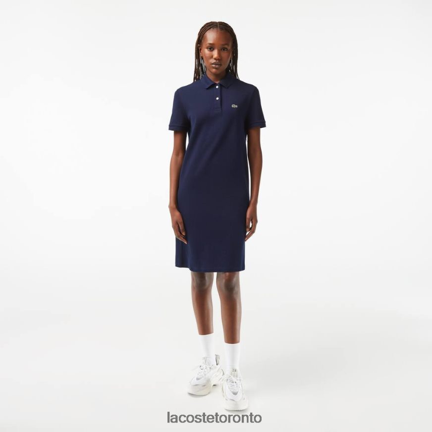 Clothing Lacoste Pique Knit Polo Dress Navy Blue Women Z60BPR2361