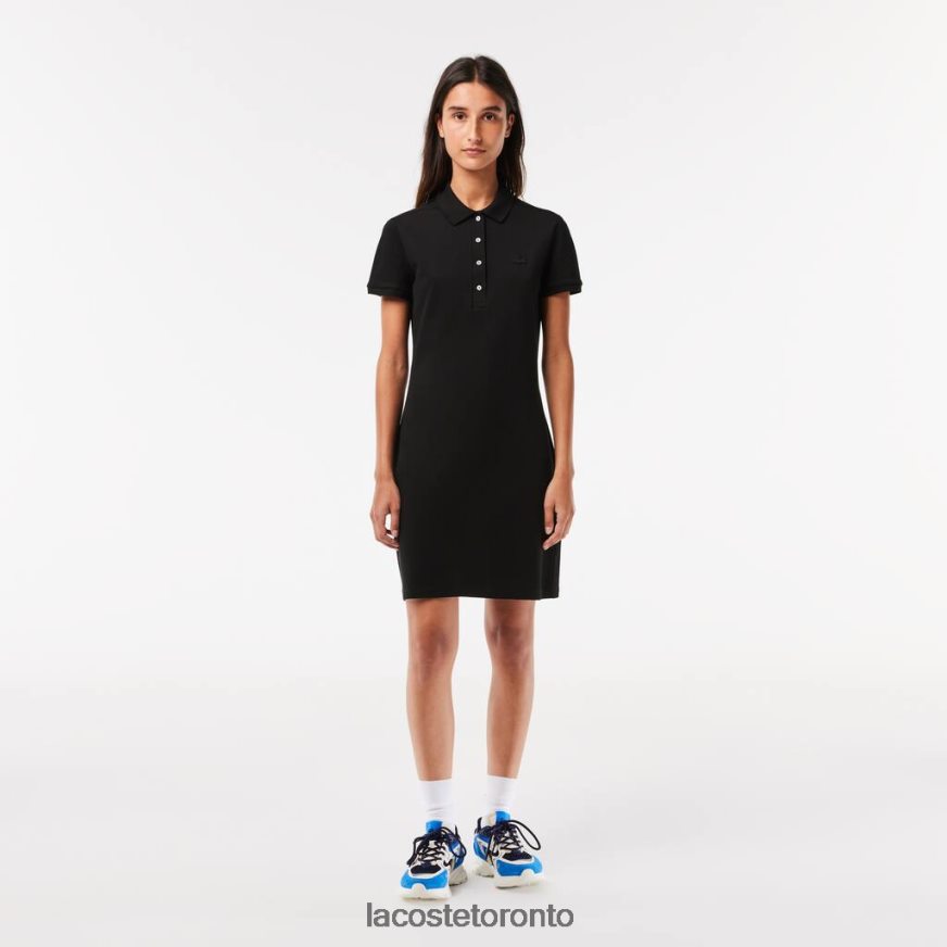 Clothing Lacoste Stretch Cotton Pique Polo Dress Black Women Z60BPR2370