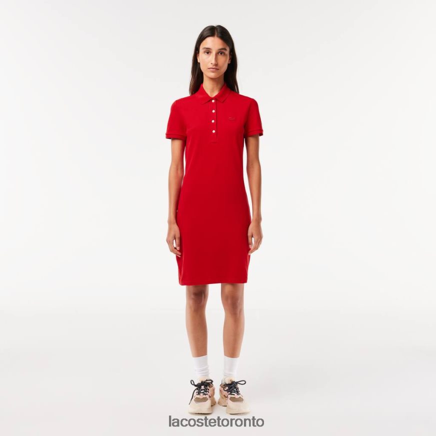 Clothing Lacoste Stretch Cotton Pique Polo Dress Red Women Z60BPR2472