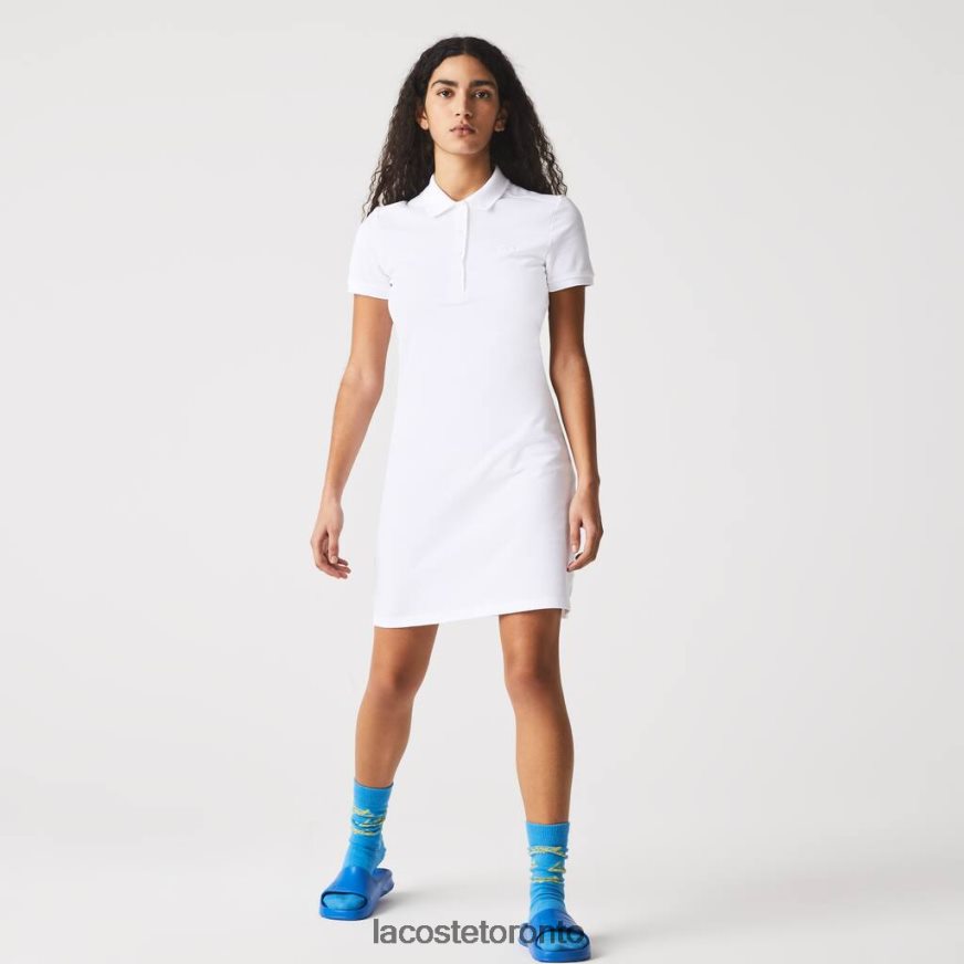 Clothing Lacoste Stretch Cotton Pique Polo Dress White Women Z60BPR2369