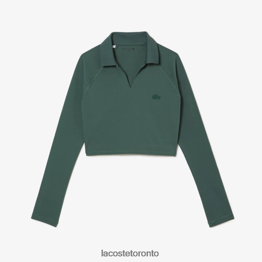 Clothing Lacoste Cropped Long Sleeve Polo Green Women Z60BPR2484