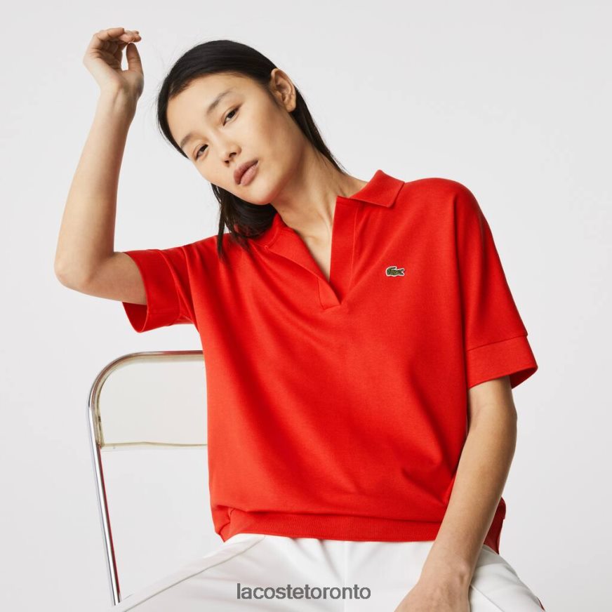 Clothing Lacoste Loose Fit Flowy Pique Polo Red Women Z60BPR2464