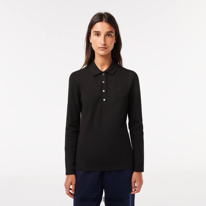 Clothing Lacoste Slim Fit Stretch Pique Polo Black Women Z60BPR2478