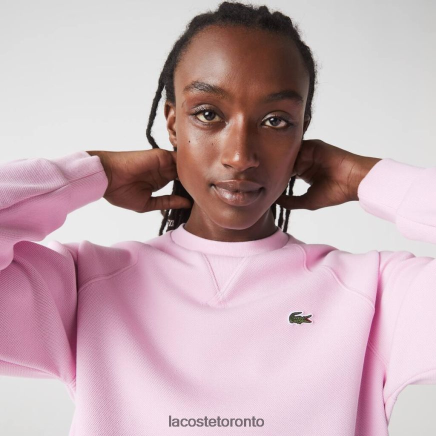 Clothing Lacoste Crew Neck Cotton Blend Sweatshirt Pink Women Z60BPR2394