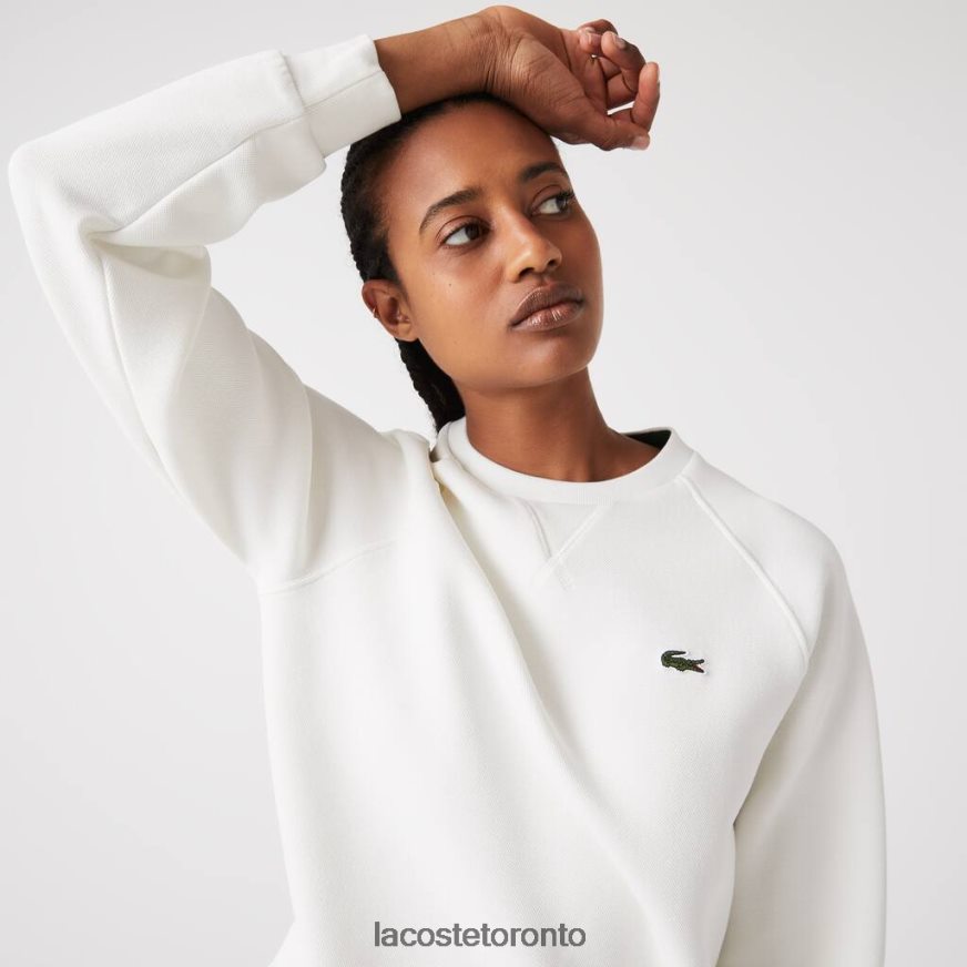 Clothing Lacoste Crew Neck Cotton Blend Sweatshirt White Women Z60BPR2393