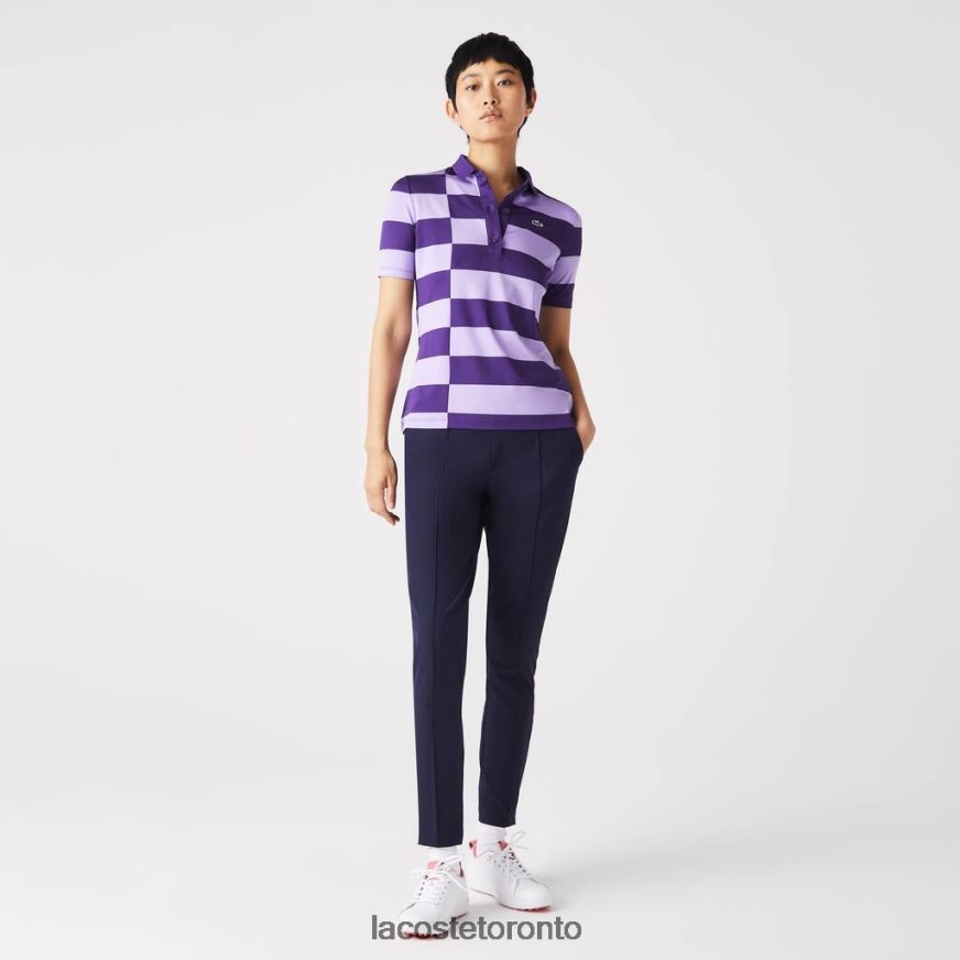 Clothing Lacoste SPORT Striped Jersey Golf Sweater Purple Women Z60BPR2490