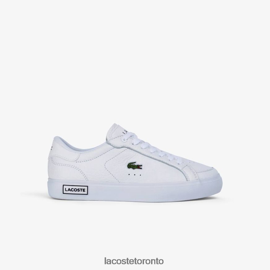 Shoes Lacoste Powercourt Leather Detailed Sneakers White & Black Women Z60BPR2683